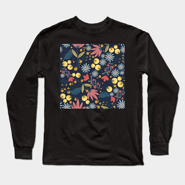 Spring has Sprung in Dark Background Long Sleeve T-Shirt by DiorelleDesigns